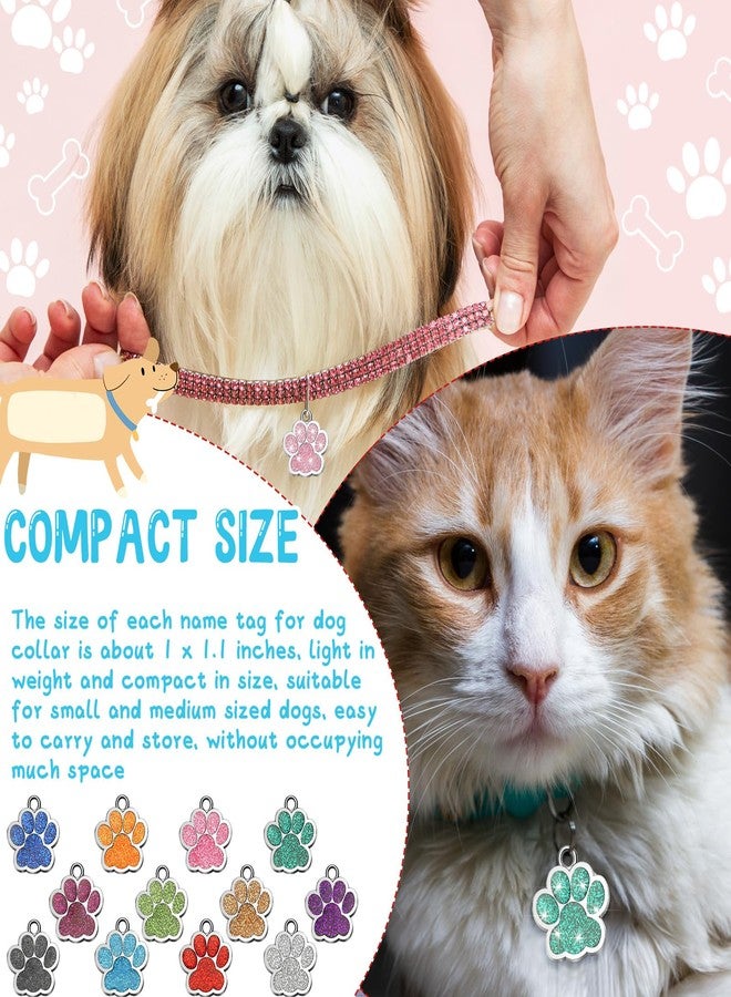 Abbylike 60 Pcs Personalized Paw Print Pet Tag for Dogs and Cats, Blank Pet ID Tags Custom Glitter Paw for Cute Metal Cat Name Small DIY Engraved Puppy Name - Image 4